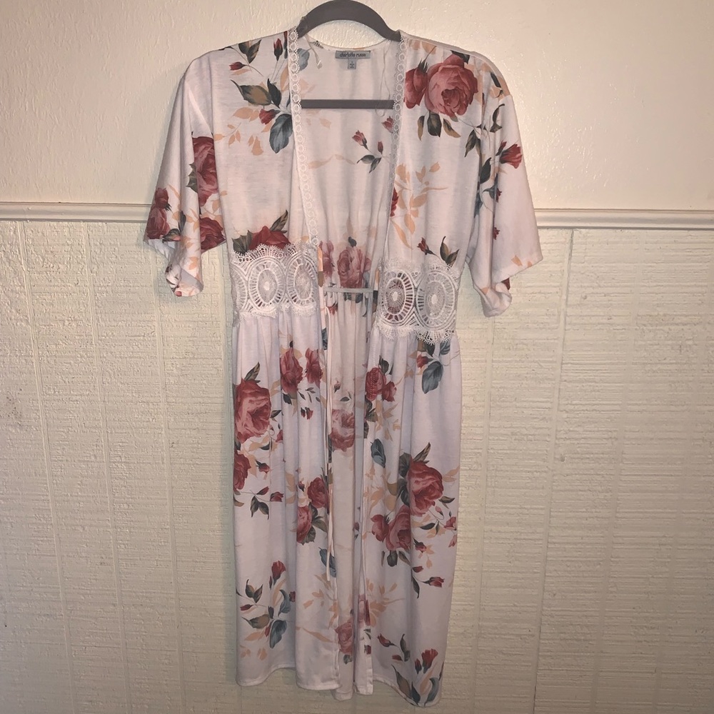 Used Floral Print Self-Tie Cardigan